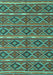 Machine Washable Oriental Turquoise Traditional Area Rugs, wshcon807turq