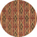 Round Machine Washable Oriental Brown Traditional Rug, wshcon807brn