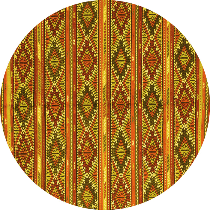 Round Oriental Yellow Traditional Rug, con807yw