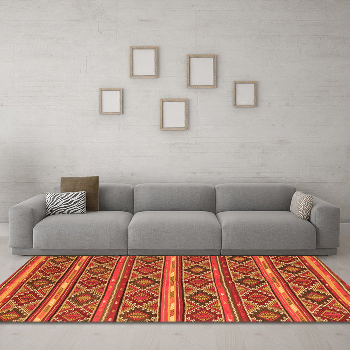 Machine Washable Oriental Orange Traditional Area Rugs in a Living Room, wshcon807org