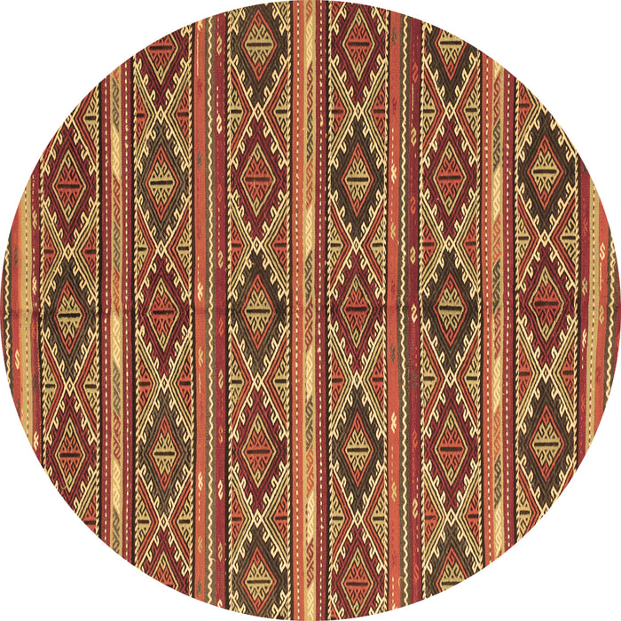 Round Oriental Brown Traditional Rug, con807brn