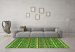 Machine Washable Oriental Green Traditional Area Rugs in a Living Room,, wshcon807grn