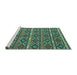 Sideview of Machine Washable Oriental Turquoise Traditional Area Rugs, wshcon807turq