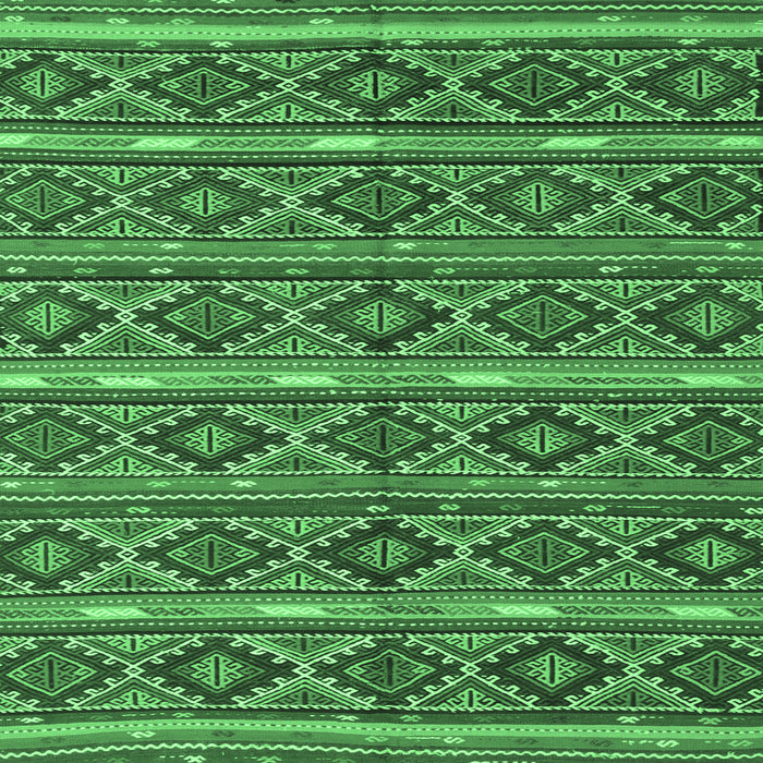Square Machine Washable Oriental Emerald Green Traditional Area Rugs, wshcon807emgrn
