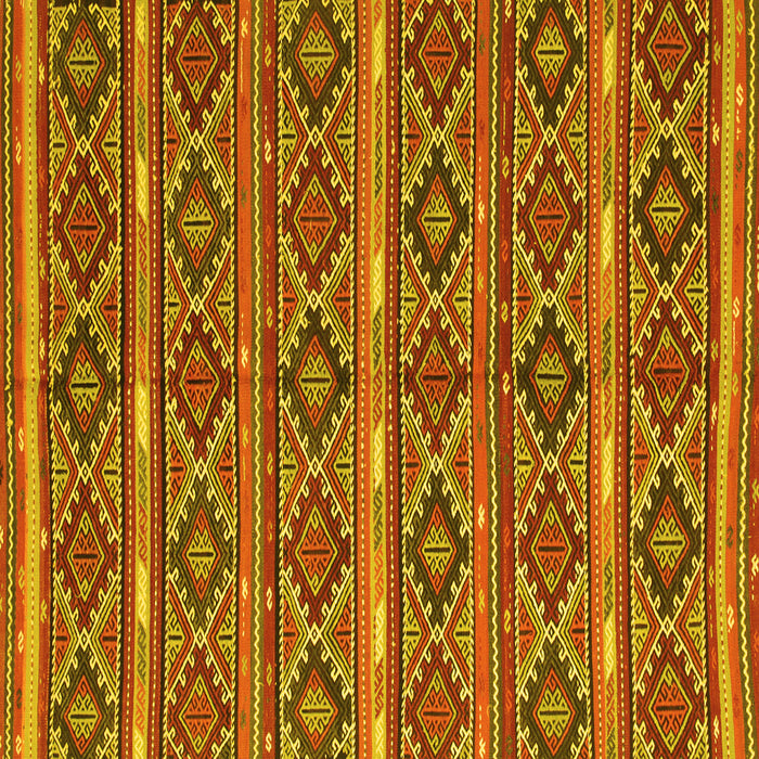 Square Machine Washable Oriental Yellow Traditional Rug, wshcon807yw