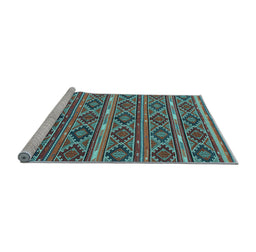 Sideview of Machine Washable Oriental Light Blue Traditional Rug, wshcon807lblu