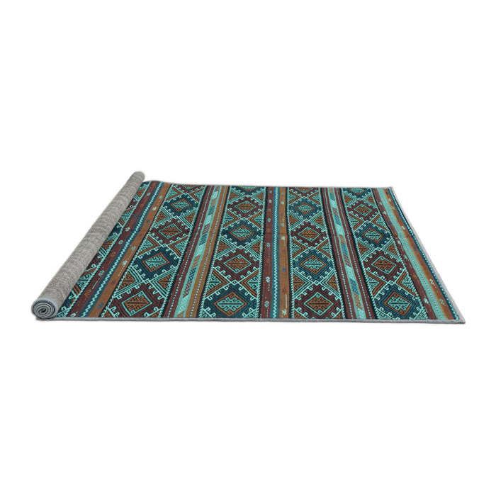 Sideview of Machine Washable Oriental Light Blue Traditional Rug, wshcon807lblu