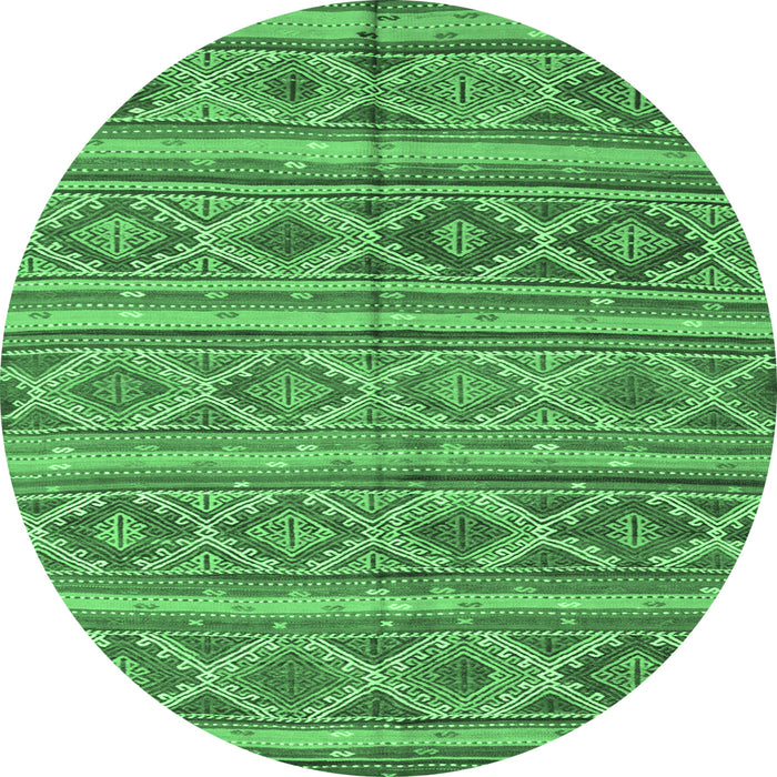 Round Oriental Emerald Green Traditional Rug, con808emgrn