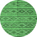 Round Oriental Emerald Green Traditional Rug, con808emgrn