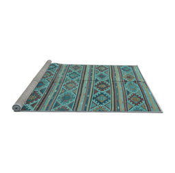 Sideview of Machine Washable Oriental Light Blue Traditional Rug, wshcon808lblu