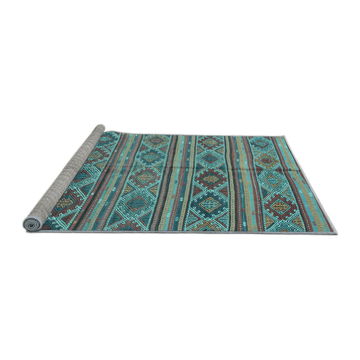 Sideview of Machine Washable Oriental Light Blue Traditional Rug, wshcon808lblu