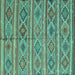 Square Oriental Turquoise Traditional Rug, con808turq