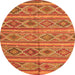 Square Oriental Orange Traditional Rug, con808org