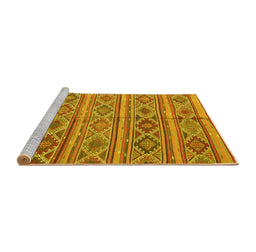 Sideview of Machine Washable Oriental Yellow Traditional Rug, wshcon808yw
