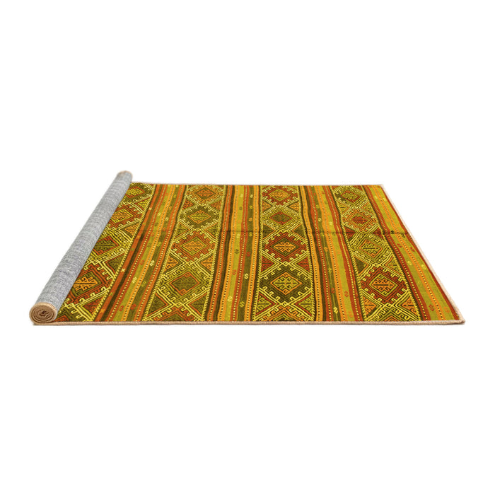 Sideview of Machine Washable Oriental Yellow Traditional Rug, wshcon808yw