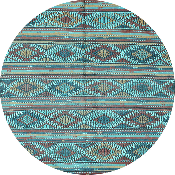 Round Oriental Light Blue Traditional Rug, con808lblu