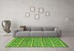 Machine Washable Oriental Green Traditional Area Rugs in a Living Room,, wshcon808grn