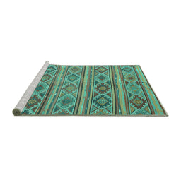 Sideview of Machine Washable Oriental Turquoise Traditional Area Rugs, wshcon808turq