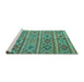 Sideview of Machine Washable Oriental Turquoise Traditional Area Rugs, wshcon808turq