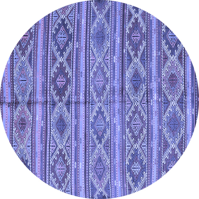 Round Machine Washable Oriental Blue Traditional Rug, wshcon808blu