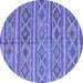 Round Machine Washable Oriental Blue Traditional Rug, wshcon808blu