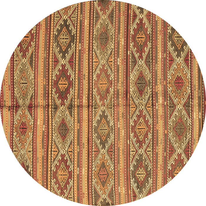 Round Oriental Brown Traditional Rug, con808brn