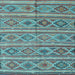 Square Machine Washable Oriental Light Blue Traditional Rug, wshcon808lblu