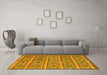 Machine Washable Oriental Yellow Traditional Rug in a Living Room, wshcon808yw