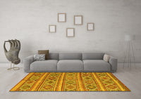 Machine Washable Oriental Yellow Traditional Rug, wshcon808yw