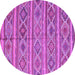 Round Oriental Purple Traditional Rug, con808pur