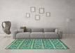 Machine Washable Oriental Turquoise Traditional Area Rugs in a Living Room,, wshcon808turq