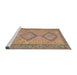 Serging Thickness of Machine Washable Contemporary Rust Pink Rug, wshcon809