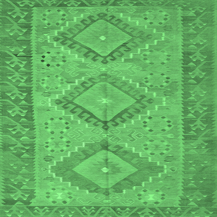 Square Machine Washable Oriental Emerald Green Traditional Area Rugs, wshcon809emgrn