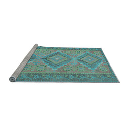 Sideview of Machine Washable Oriental Light Blue Traditional Rug, wshcon809lblu
