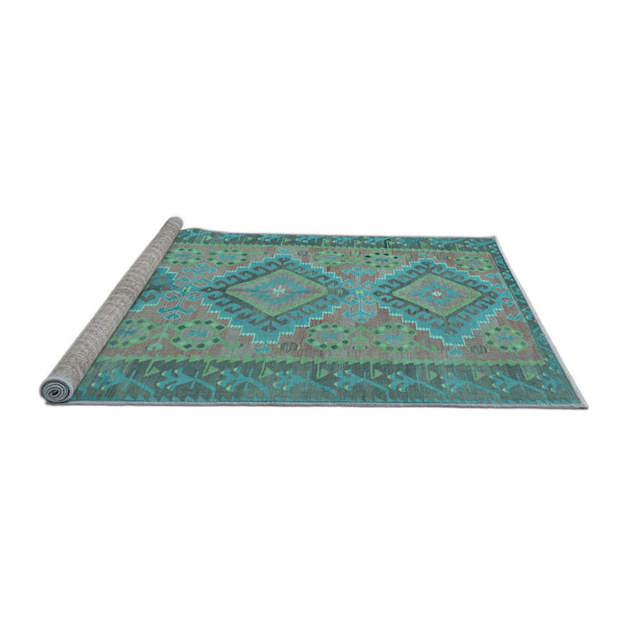 Sideview of Machine Washable Oriental Light Blue Traditional Rug, wshcon809lblu