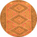 Square Oriental Orange Traditional Rug, con809org