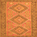 Round Machine Washable Oriental Orange Traditional Area Rugs, wshcon809org