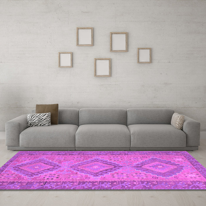 Machine Washable Oriental Purple Traditional Area Rugs in a Living Room, wshcon809pur