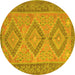 Round Oriental Yellow Traditional Rug, con809yw