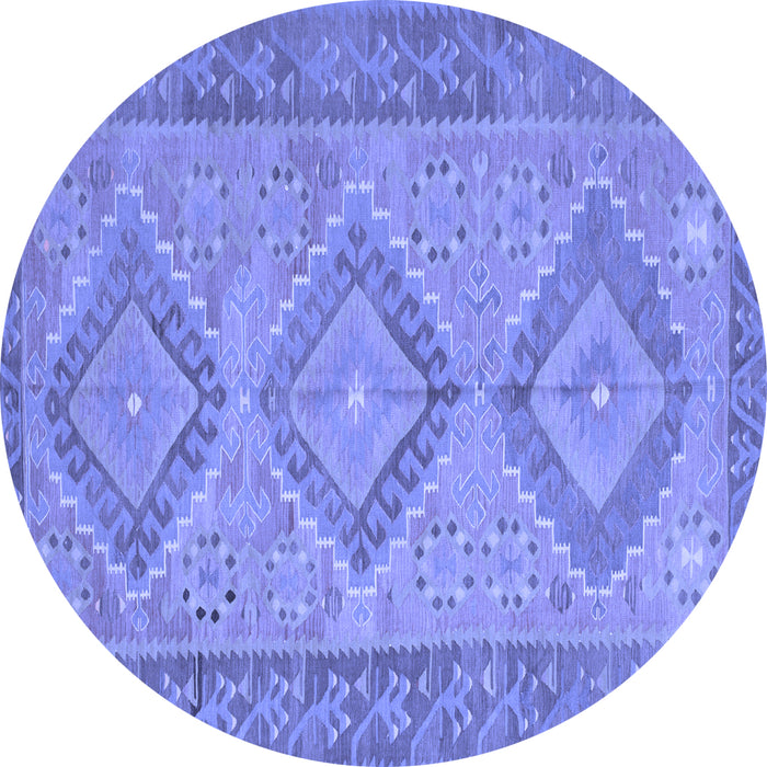 Round Machine Washable Oriental Blue Traditional Rug, wshcon809blu