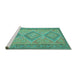 Sideview of Machine Washable Oriental Turquoise Traditional Area Rugs, wshcon809turq