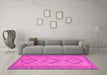 Machine Washable Oriental Pink Traditional Rug in a Living Room, wshcon809pnk