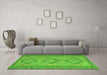 Machine Washable Oriental Green Traditional Area Rugs in a Living Room,, wshcon809grn