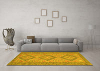 Machine Washable Oriental Yellow Traditional Rug, wshcon809yw