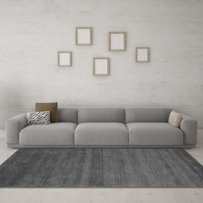 Machine Washable Abstract Gray Contemporary Rug in a Living Room,, wshcon80gry