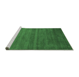 Sideview of Machine Washable Abstract Emerald Green Contemporary Area Rugs, wshcon80emgrn