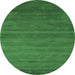 Round Machine Washable Abstract Emerald Green Contemporary Area Rugs, wshcon80emgrn