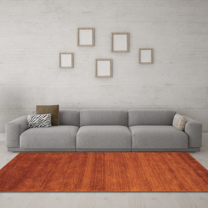 Machine Washable Abstract Orange Contemporary Area Rugs in a Living Room, wshcon80org