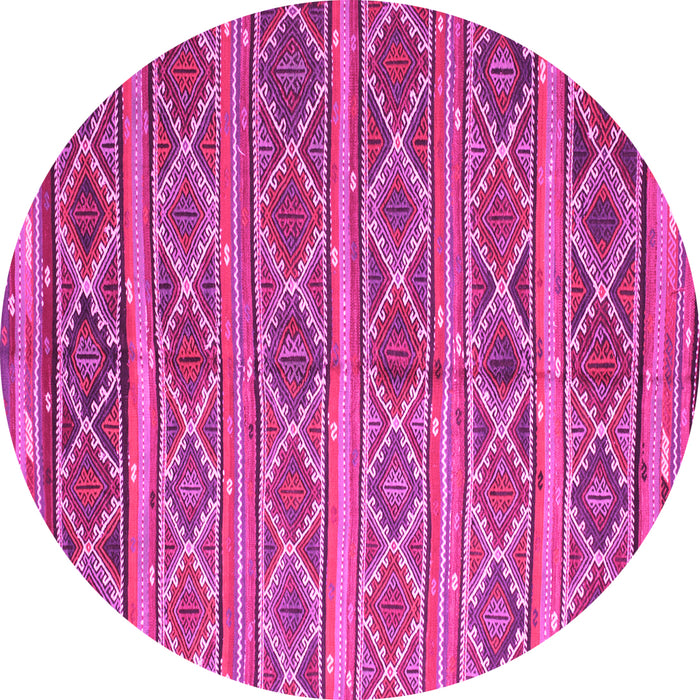 Round Machine Washable Oriental Pink Traditional Rug, wshcon810pnk