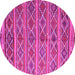 Round Machine Washable Oriental Pink Traditional Rug, wshcon810pnk